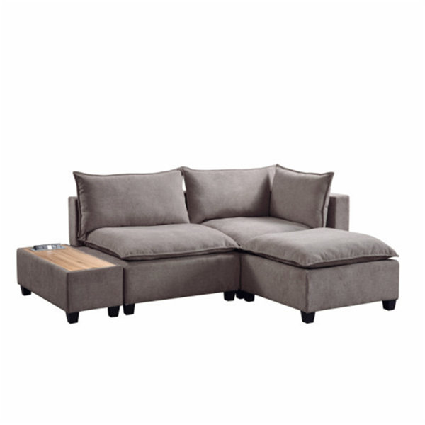 Latitude Run® Eginhardt 3 Piece Upholstered Sectional with USB Storage Console Table Wayfair
